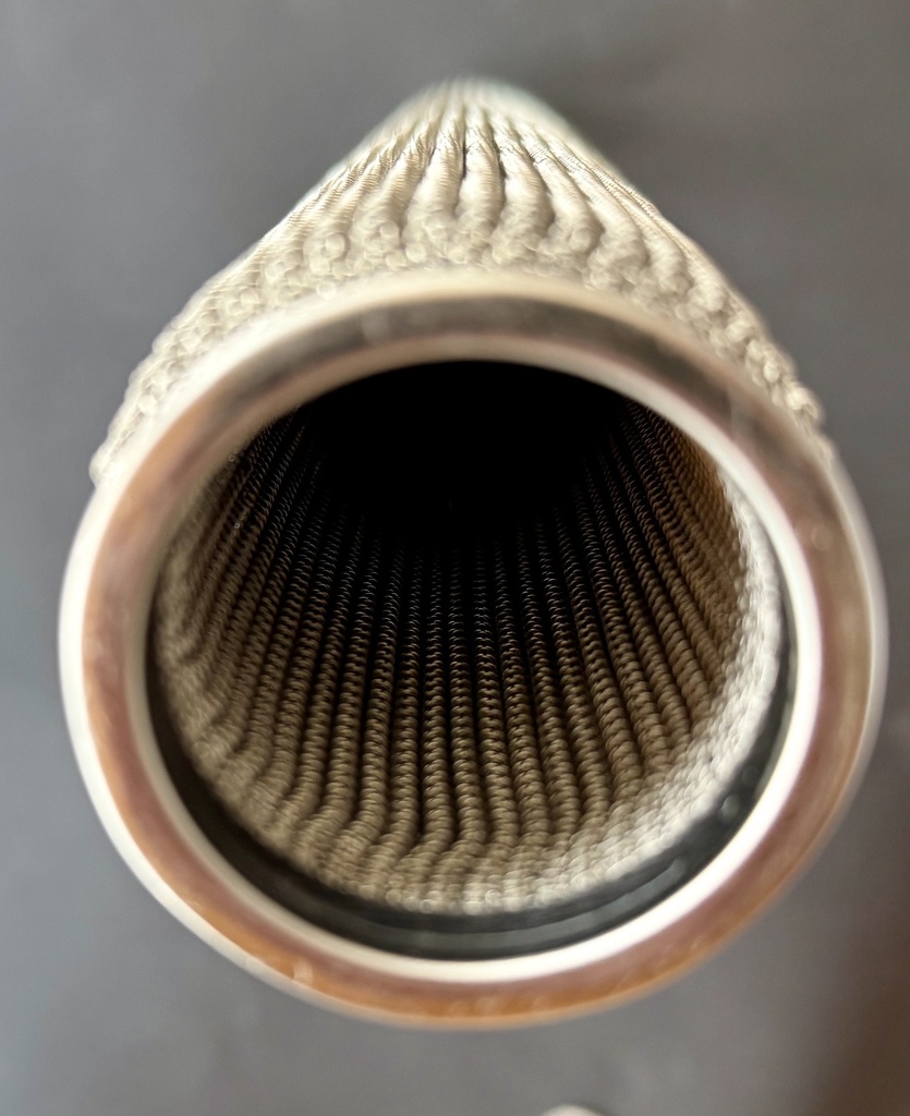 Filtru lumanare D58x442 cu suport de prindere ambutisat si sudat D42/51,5x10x10x462mm cu 4 straturi MESH20/50/150/20 INOX AISI304/304/316/304 cu 49 pliuri