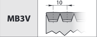 Curea trapezoidala multipla tip MB3V 1000 cu 2 caneluri