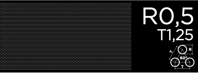Tabla perforata otel 0,5x1000x2000 mm R0,5 T1,25