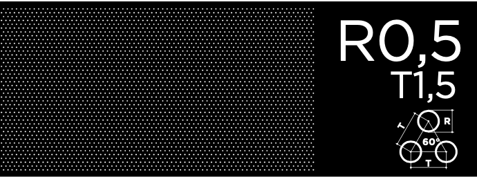 Tabla perforata otel inoxidabil (AISI 304) 0,5x1000x2000 mm R0,5 T1,5