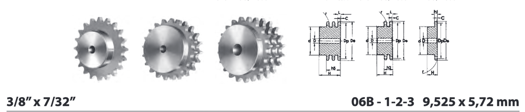 DUPLEX SPR. W. HARD.TEETH 3/8X7/32  Z=009 
