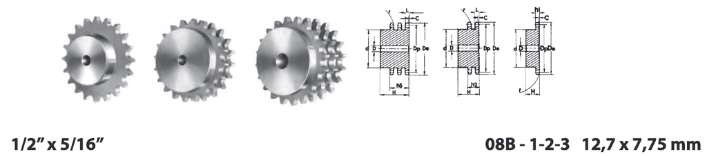 DUPLEX SPR. W. HARD.TEETH 1/2X5/16  Z=013 