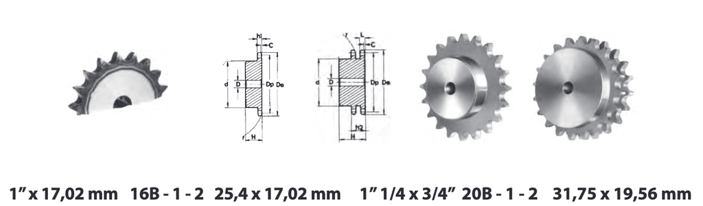 DUPLEX SPR. W. HARD.TEETH 1"X17,02  Z=019 