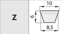CLASSIC V-BELTS Z 19 DEV. 500 1/2 