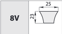 Curea trapezoidala ingusta tip 8V/25N 1000 Lp (25xx2540 Le)